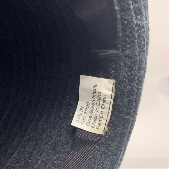 Vintage Arlin Kettle Brim Hat w Leaf Pin RN 7008 Black Dark Grey - Picture 7 of 11